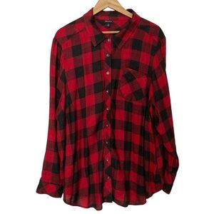 Torrid Buffalo Check Plaid Button Down Flannel Shirt